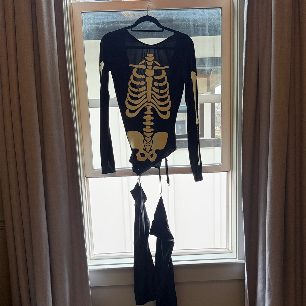 Dolls Kill Black and Gold Skeleton Bodysuit